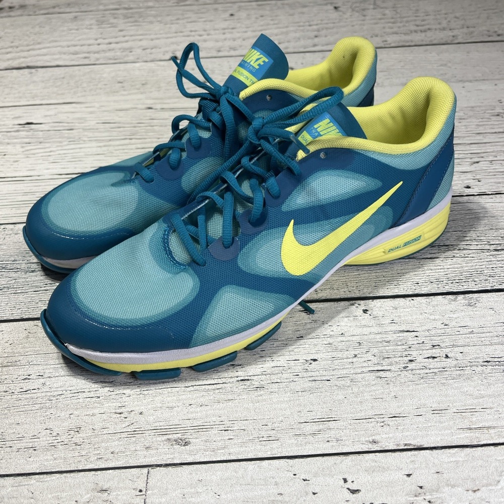 Nike Dual Fusion TR Trail‎ Running Trainer Women 10 Blue Green Yellow